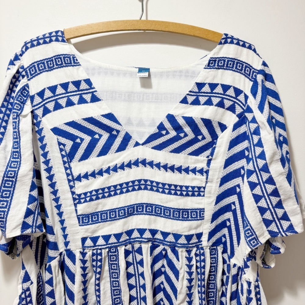 Old Navy Viral V-Neck Mini Swing Dress Blue Embroidered Tanzanite Size XL - Picture 6 of 16